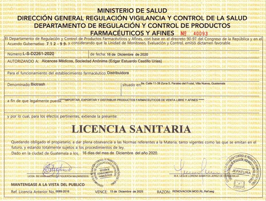Licencia Sanitaria Ministerio de Salud