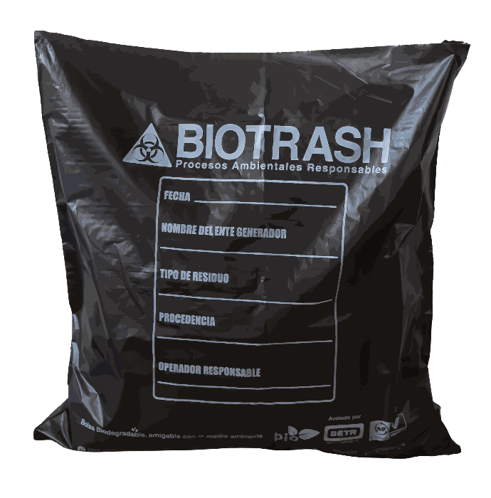 Bolsa biodegradable negra 24*36*30 micrones con logo