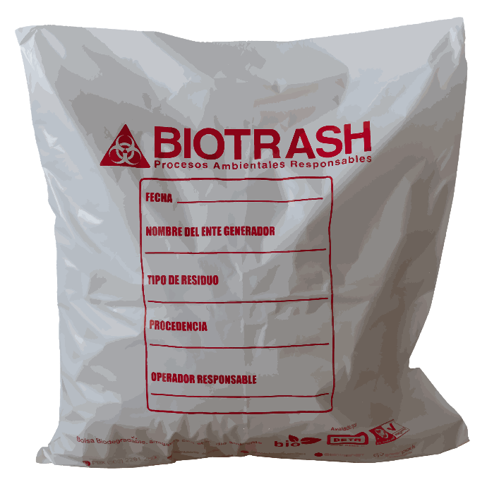 Bolsa biodegradable blanca 24*36*30 micrones con logo