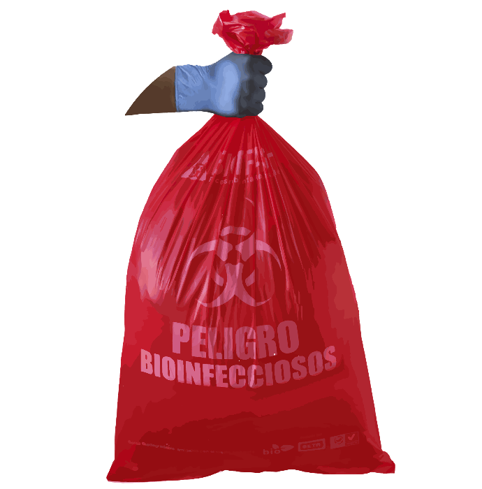 Bolsa biodegradable roja 24*36*30 micrones con logo