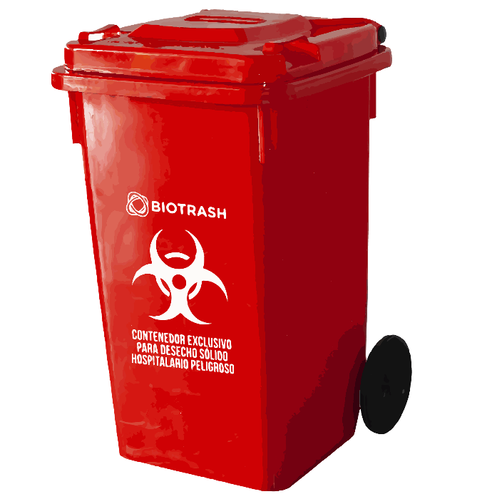 Contenedor con ruedas rojo 100 litros