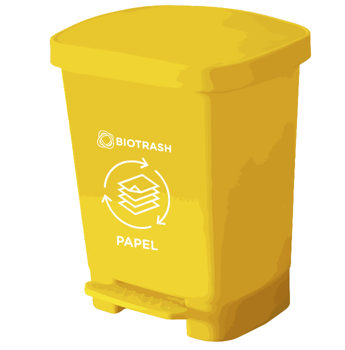 Basurero rectangular amarillo con pedal de 20 litros