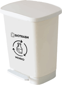 Basurero rectangular blanco con pedal de 20 litros