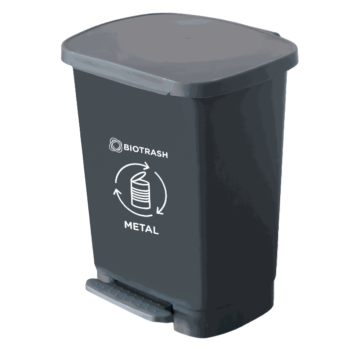 Basurero rectangular negro con pedal de 20 litros