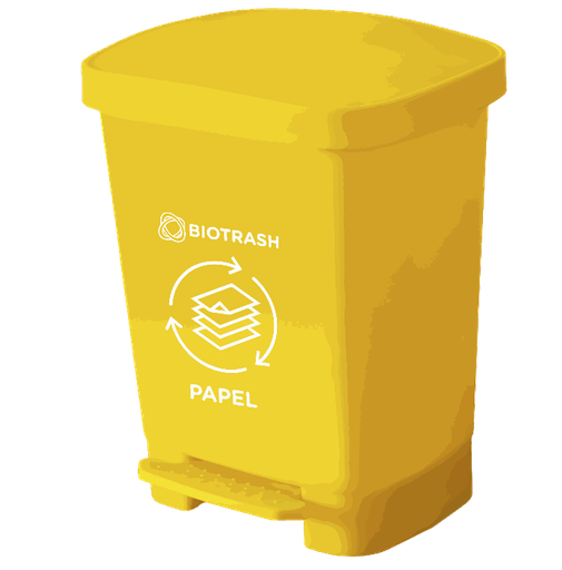 [BR30A] Basurero rectangular amarillo con pedal de 30 litros