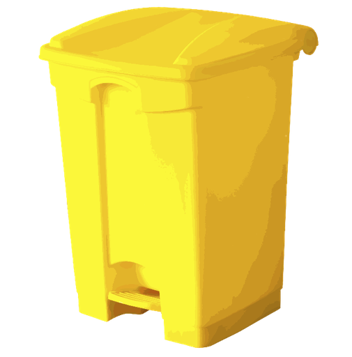 [BR60A] Basurero rectangular amarillo con pedal de 60 litros