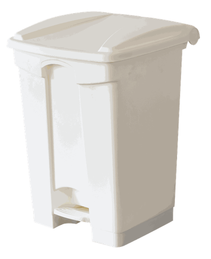 [BR60B] Basurero rectangular blanco con pedal de 60 litros