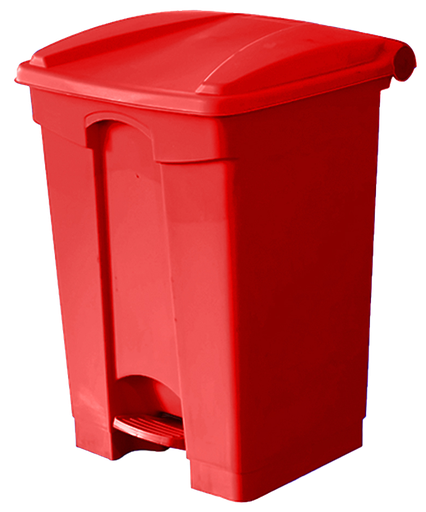 [BR60R] Basurero rectangular rojo con pedal de 60 litros