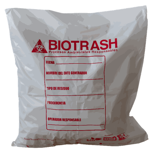 [BOLBIO02] Bolsa biodegradable blanca 20*20*30 micrones con logo