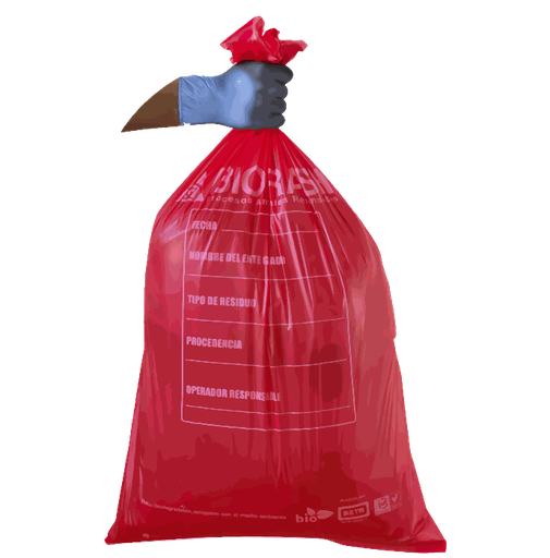 [BOLBIO05] Bolsa biodegradable roja 30*36*60 micrones con logo
